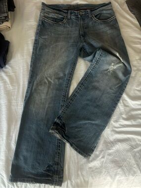 Helix Men's Bootcut Blue Washed Denim Jeans